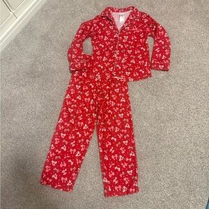 Joe Boxer Red Pajama Set with White Pink bows. Medium 7/8